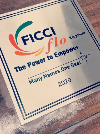 This plaque from FICCI FLO commemorates the creation of our upcycled mural, which now stands 10 feet tall at the T3 terminal of the New Delhi Airport. It is a powerful example of how art can promote sustainability and empower women artists.