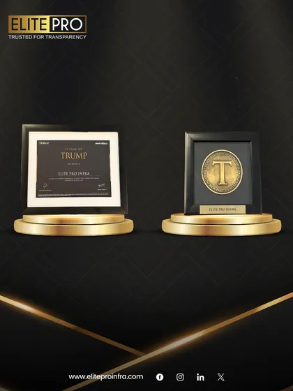 A detailed view of the 'Titans of Trump' awards. This recognition is a powerful testament to our expertise in marketing and selling ultra-luxury properties in Gurgaon.
