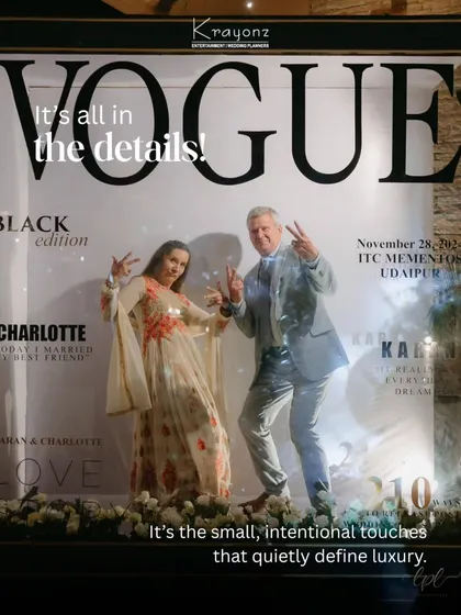 A life-sized Vogue magazine cover photobooth is a fun and glamorous addition to any reception, allowing guests to have their own star moment.