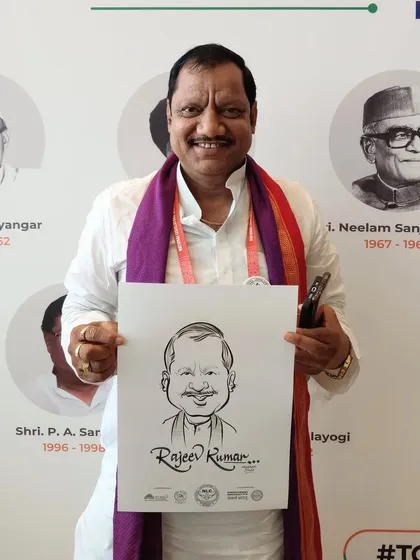 A happy portrait of MLA Rajeev Kumar. It was amazing to see how everyone, no matter how busy, enjoyed taking a moment to get their caricature done.