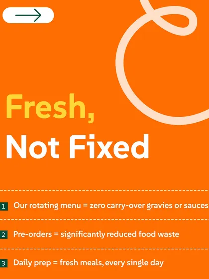 Fresh, Not Fixed. My rotating menu means no carry-over gravies. Pre-orders reduce food waste, and daily prep ensures fresh meals, every single day. This was part of our 2025 Wrapped.
