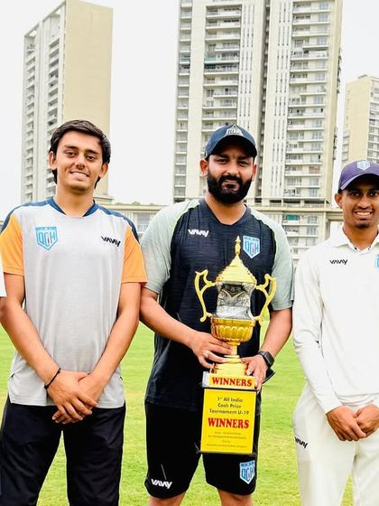 Me with some of the senior players and the winner's trophy. Leading from the front.