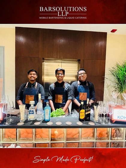 The full bar setup at the Kohler launch, showcasing our ability to create a sophisticated bar experience for any corporate event.