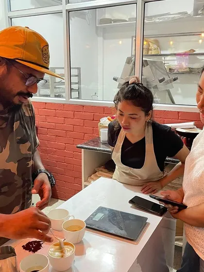 Our trainer working with local coffee professionals in Nagaland. We are passionate about supporting and learning from coffee communities across India.