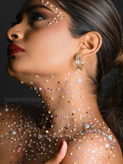 A similar creative makeup shot, showcasing the texture and detail of the artistic application.