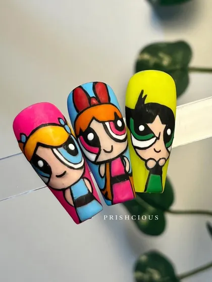 A closer look at Blossom, Bubbles, and Buttercup. Getting the details just right on character art like this is so satisfying.
