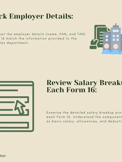 When you have multiple Form 16s, it is important to check employer details and review the salary breakup in each. This ensures all information provided to the income tax department is accurate.