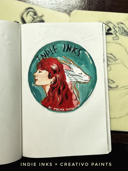 A clean, scanned version of the final 'Indie Inks' logo, showcasing the collaboration between my painting and design work.
