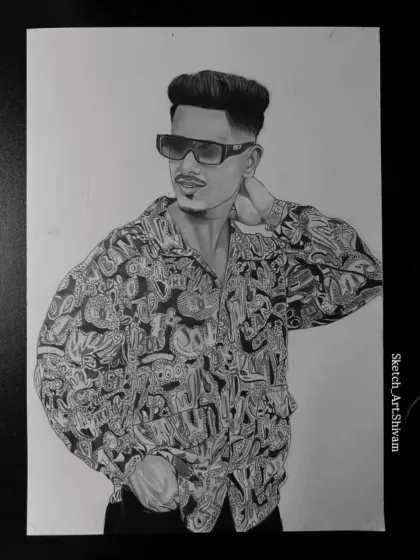 The finished Gurugram commission, showing the incredible detail in the shirt pattern.