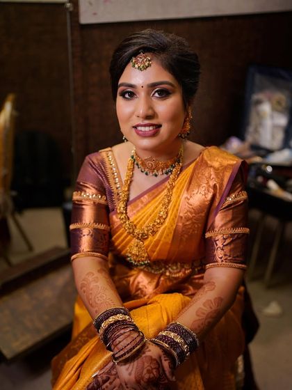 A close-up of the client, showing her happiness. My goal is to create a look that makes my clients feel like the best version of themselves.