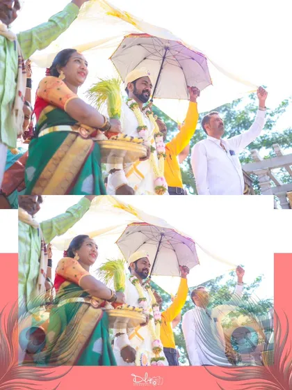The groom's procession during the Kashi Yatra ritual. This is a significant and often fun part of a South Indian wedding that I love to capture.