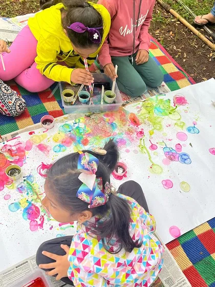 Who knew you could paint with bubbles? In our Bubble Art Party, we mix color, soap, and a lot of fun to create beautifully unpredictable patterns. It's a perfect example of our process art approach, where the experiment is the masterpiece.