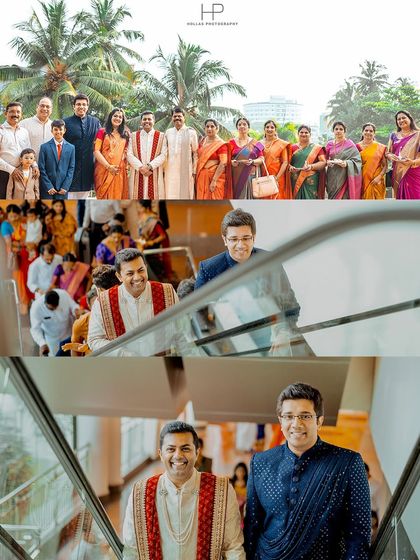 The groom's procession and family portraits, capturing the joy of the entire family.
