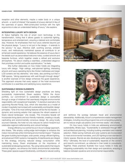 Another excerpt from my feature in BW Hotelier, discussing the integration of luxury and design. I explain how we use high ceilings, well-planned lighting, and premium materials to create a sophisticated and comfortable atmosphere in our hotel projects.