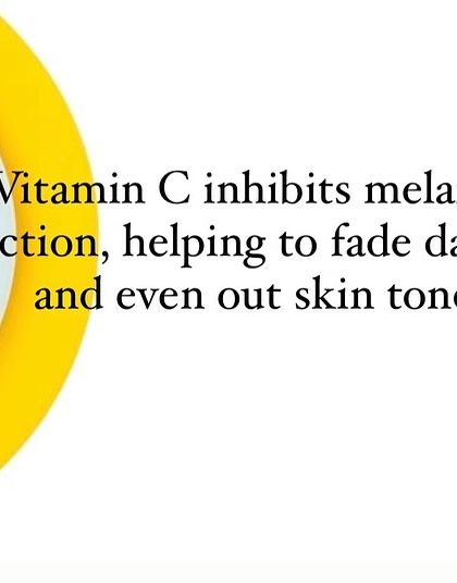 Vitamin C inhibits melanin production, which is the process that causes dark spots. This makes it effective for fading hyperpigmentation and evening out your skin tone.