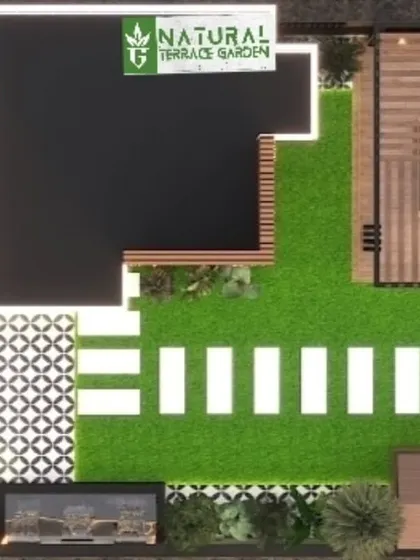 A top-down 2D plan view of the terrace layout, helping clients understand the spatial arrangement.