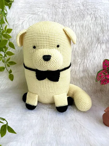 This is Bond, the fluffy dog from the anime Spy x Family. He was made to accompany the Anya doll, creating a perfect pair from the popular series.