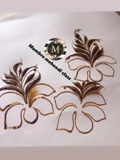 A practice design combining a hibiscus flower with leafy elements.