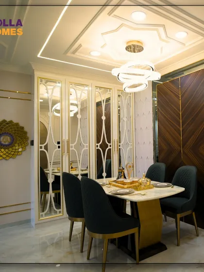 Experience the elegance of our Parisian-themed dining area. With classic wall mouldings, a modern chandelier, and a sophisticated color palette, we created a space that is perfect for both formal dinners and cherished family meals.