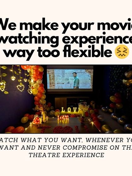 Your movie night, your way. This romantic setup shows how you can enjoy a film on the big screen surrounded by personalized decor, giving you a theatre experience that's completely flexible and private.