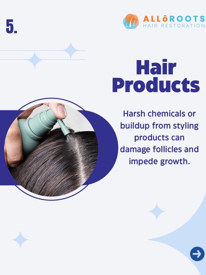 Harsh chemicals or buildup from styling products can damage hair follicles over time. This damage can directly impede hair growth and lead to thinning.