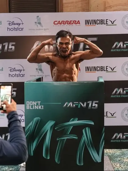 Chungreng Koren, the champ, looking fierce at the MFN 15 weigh-ins.