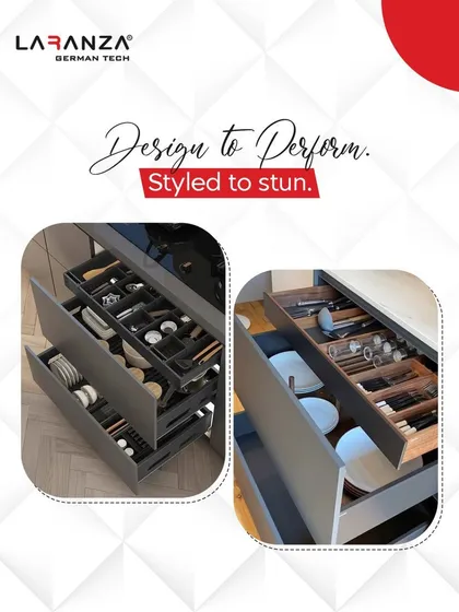 Designed to perform and styled to stun. My drawer systems can be configured in multiple layers to store a wide variety of items, from cutlery to baking tools.