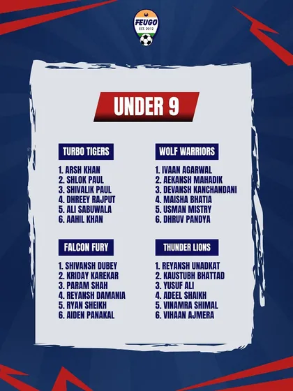 The official squad list for our Under 9 teams competing in the Youth Edition tournament.