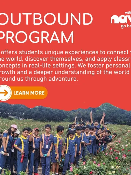 My Outbound Program offers students unique experiences to connect with the world and apply classroom concepts in real-life settings. This image shows a group of students on a field trip, fostering personal growth through adventure.