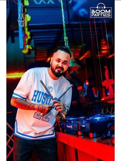 A shot of me with dandiya sticks at The Fixx.