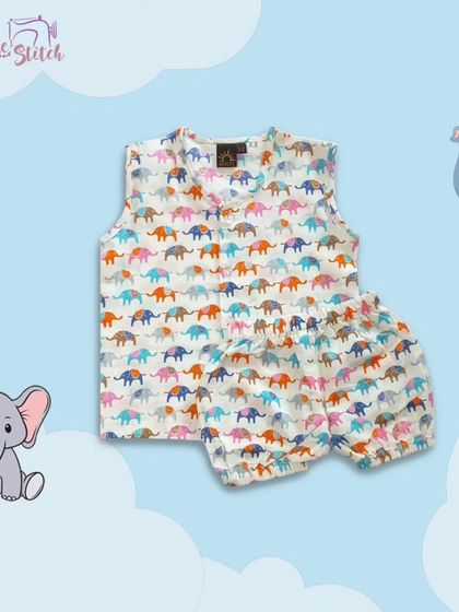 This elephant print co-ord set is another must-have for your baby. The playful print and soft fabric make it a favorite among parents and kids alike.