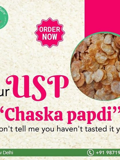 Our USP, the "Chaska Papdi". If you haven't tasted this crispy, spicy, and tangy snack yet, you are missing out on something special.