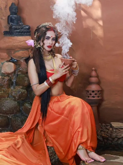 This was a highly conceptual shoot with a powerful, goddess-like theme. Using smoke and dramatic lighting in an earthy, rustic setting, we created a series of artistic portraits that are perfect for a creative portfolio.