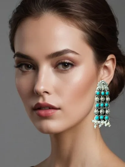 A perfect example of how our silver pieces can elevate a modern look. These statement dangler earrings feature beautiful turquoise stones and pearl drops, crafted in 925 sterling silver for a pop of colour.