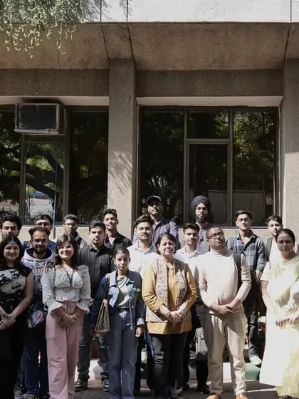 A group photo with guest speaker Mr. Pawan Kumar after an engaging session on corporate communications and career prospects in the field.