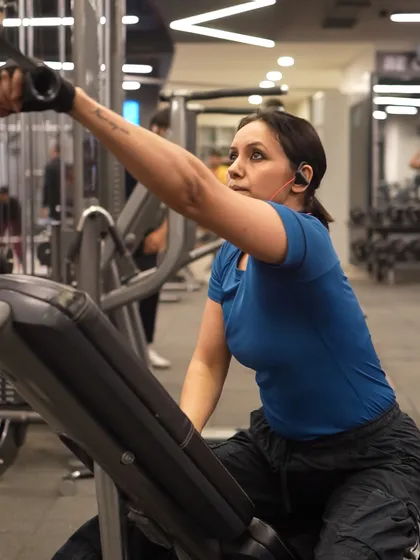 A member uses the cable machine for a single-arm pulldown, an effective exercise for targeting the latissimus dorsi and improving upper body strength.