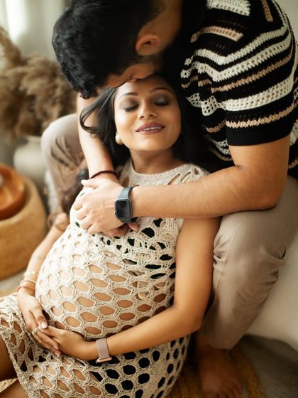 A variation of the embrace, this pose captures a serene and loving moment. I always focus on making sure both partners feel comfortable and connected.