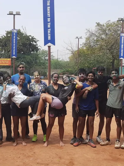 The entire academy celebrating the festival of colors. A fun-filled Holi on the courts with our players and coaches.