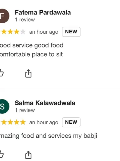 "Good service good food. Comfortable place to sit." This feedback highlights the three things we work hardest to provide.