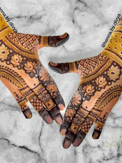 This stunning design features a stained-glass effect with yellow coloring. The pattern is rich with lotus motifs and intricate details, creating a truly unique and eye-catching look.