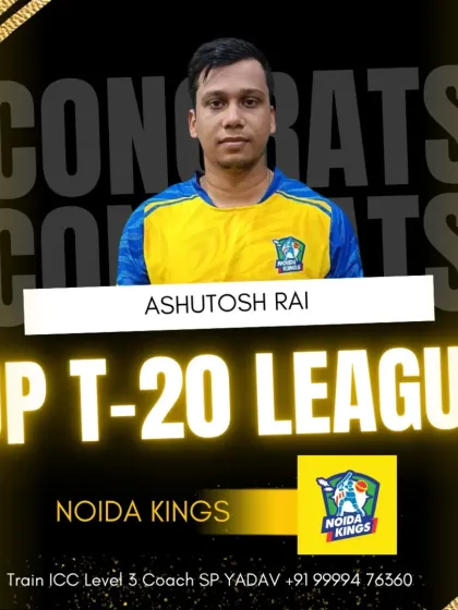 Big news! My trainee Ashutosh Rai has been selected for the UP T20 League, representing Team Noida Kings. From the nets to the big stage, this is just the beginning. Let's cheer him on!