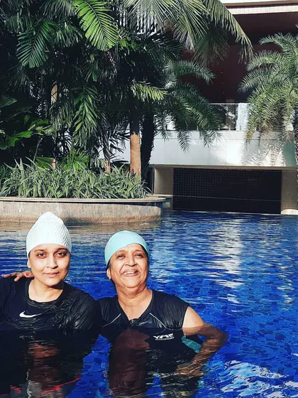 The friendships formed in my classes are just as important as the fitness gains. Here are two members enjoying a moment together in the pool.