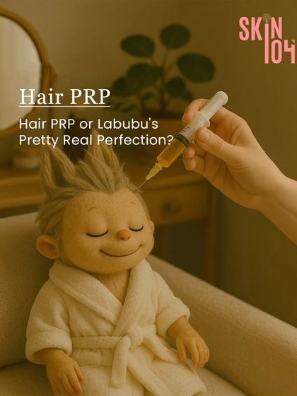Here you can see Labubu enjoying a "Pretty Real Perfection" session, our playful take on Hair PRP. It shows that the process can be a relaxing and positive part of your self-care routine.
