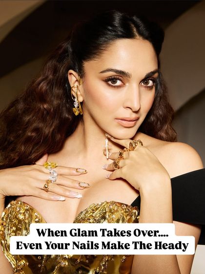 When the glam takes over, even your nails make headlines. Kiara Advani's embellished nails are the perfect accessory to her stunning look.