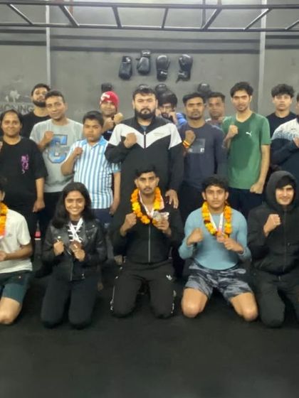 The whole team celebrating our medal haul at the Delhi State Wushu Championship. Every individual victory is a team victory.