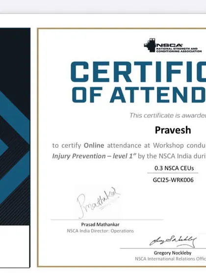 Continuous learning for better coaching and safer athletes. My certificate of attendance for a workshop on "Mobility for Injury Prevention."