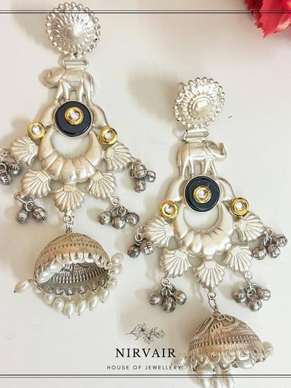 Another view of the stunning elephant motif jhumkas from Nirvair House of Jewellery.