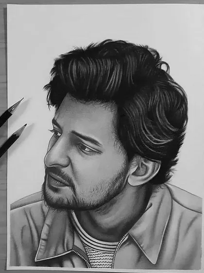 A portrait of singer Darshan Raval, showcasing my skill in drawing realistic and expressive hair.