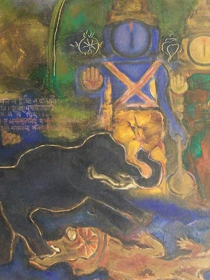 We are marveling at how the universe works. After featuring Reddappa Naidu's 'Gajendra Moksha,' an exquisite 200-year-old Tanjore painting of the same subject found its way into our collection.