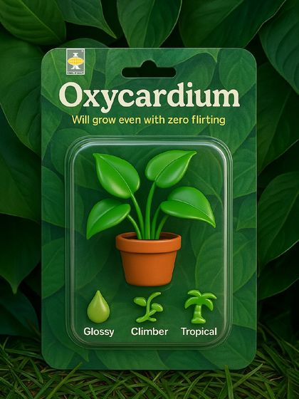 The Oxycardium, a type of Philodendron, is a glossy, climbing tropical plant that will grow even with "zero flirting." It's a perfect example of a plant that gives back more than it asks for.